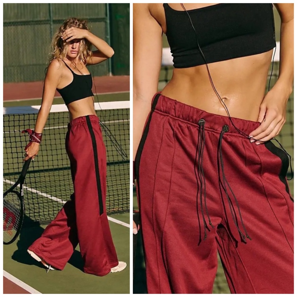 NWT Free People Fineline Sweat Pants Sour Cherry S - Picture 2 of 6